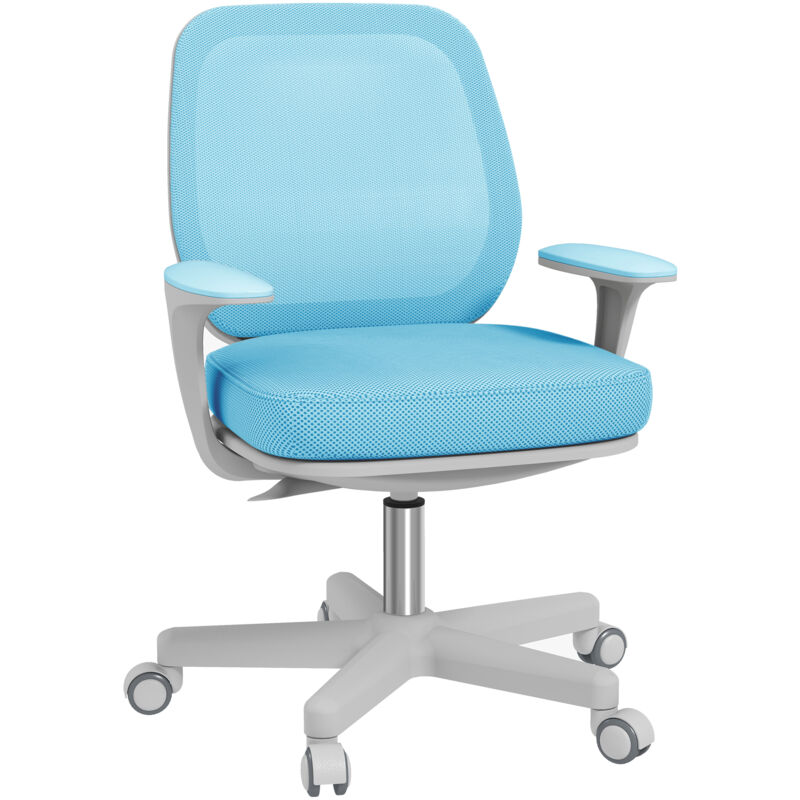 foto del prodotto sedia ergonomica e traspirante con 5 rotelle azzurra vinsetto