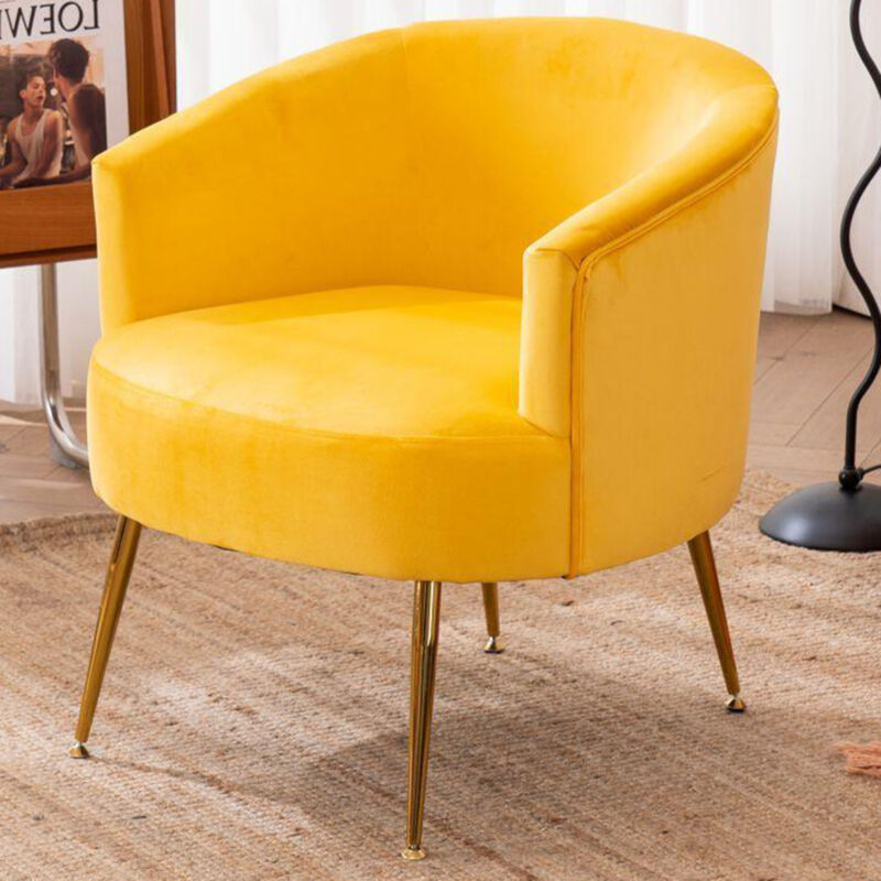 foto del prodotto sedia ergonomica in tessuto di velluto per soggiorno, camera da letto, casa, con gambe dorate e piedini regolabili per la decorazione d interni.