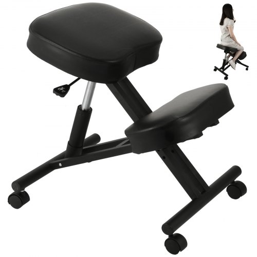foto del prodotto sedia ergonomica regolabile per casa e l ufficio con ruote sedia ergonomica inginocchiato nero alleviare lo stress