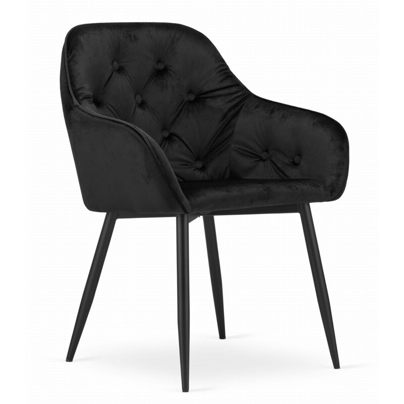 foto del prodotto sedia forio velluto nero gambe nere x 1