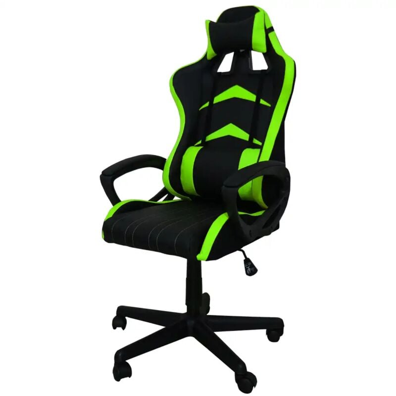foto del prodotto sedia gaming con braccioli modello jerez in pvc 58x68xh130cm nero e verde