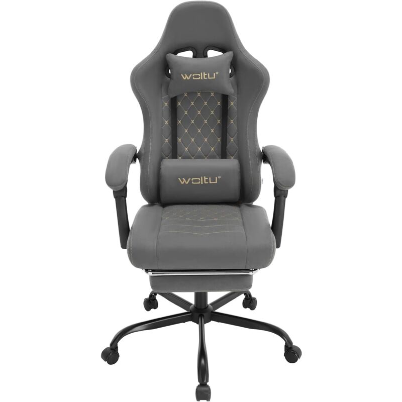 foto del prodotto sedia gaming con massaggiosedia da gaming con poggiapiedi telescopicopoggiatesta e supporto lombare sedia da ufficio ergonomica inclinabile a 145 ,