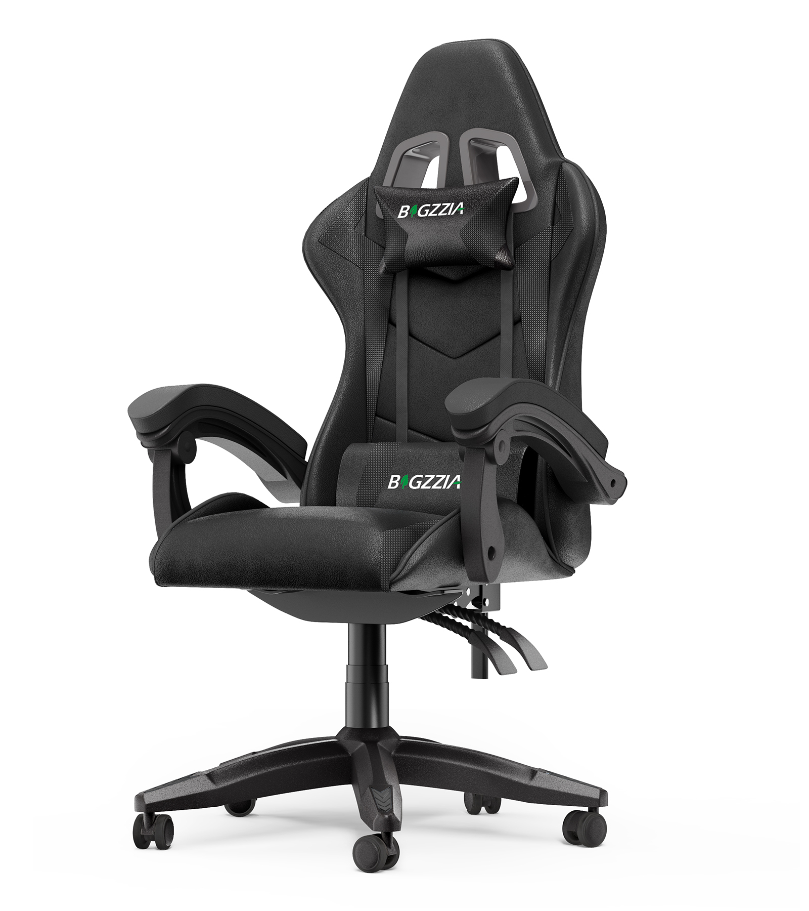 foto del prodotto sedia gaming ergonomica rattantree con supporto lombare sedia da gioco in pelle pu con altezza regolabile nero