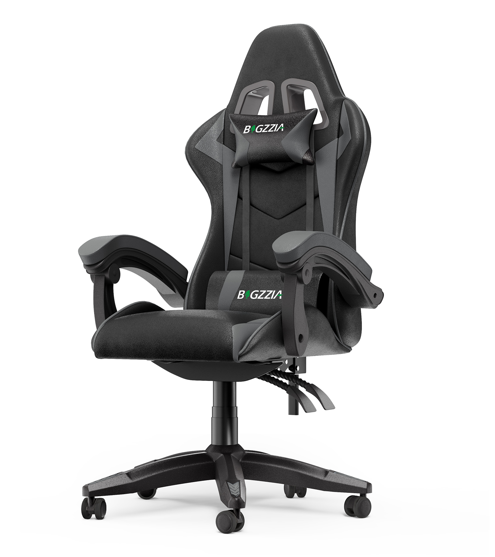 foto del prodotto sedia gaming ergonomica rattantree con supporto lombare sedia da gioco in pelle pu con altezza regolabile nero grigio