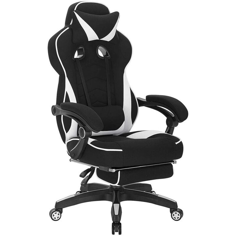foto del prodotto sedia gaming gioco poltrona da ufficio girevole ergonomica con poggiatesta bianco woltu