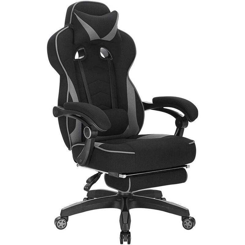 foto del prodotto sedia gaming gioco poltrona da ufficio girevole ergonomica con poggiatesta grigio - woltu
