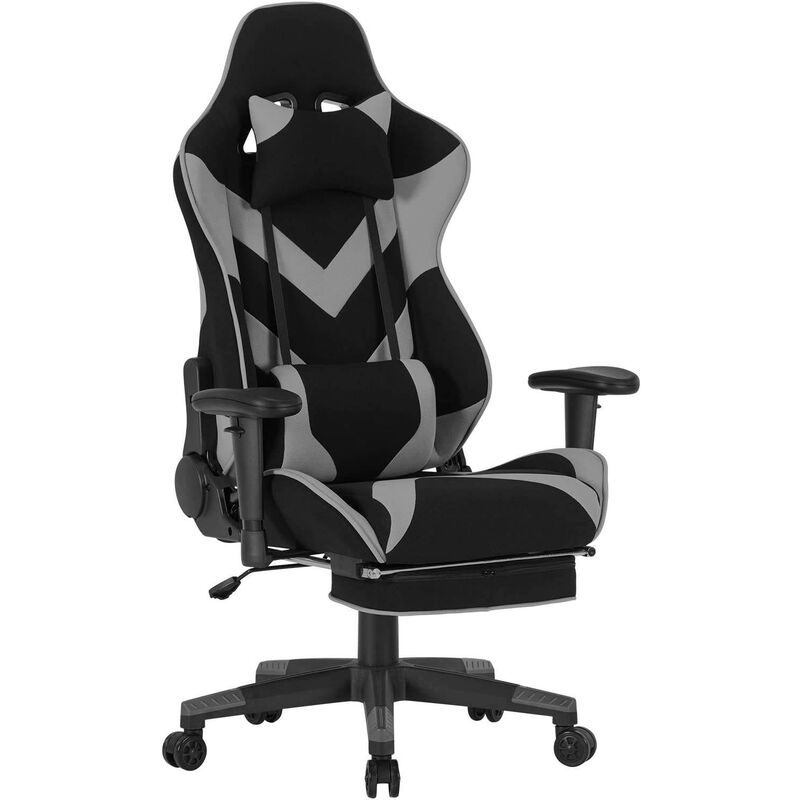 foto del prodotto sedia gaming poltrona gioco girevole altezza regolabile per casa e ufficio grigio woltu