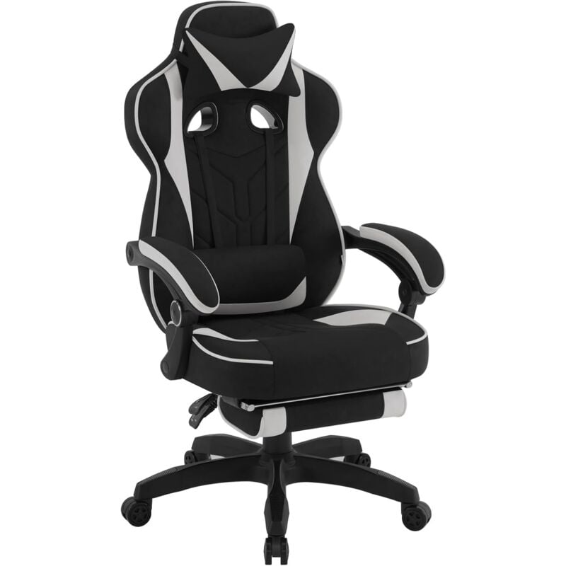 foto del prodotto sedia gaming ufficio ergonomica girevole schienale in tessuto traspirante reclinabile altezza regolabile grigio woltu