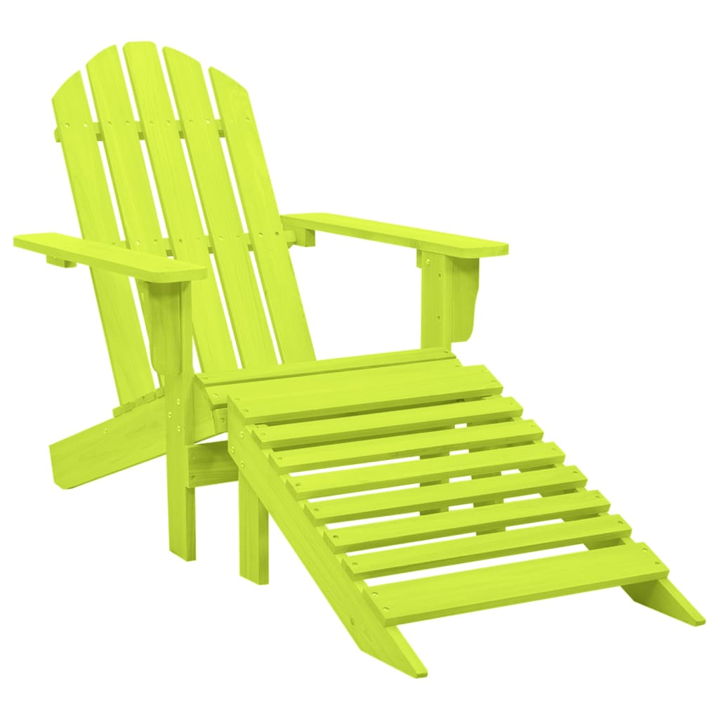foto del prodotto sedia giardino adirondack con ottomana massello di abete verde cod mxl 12174