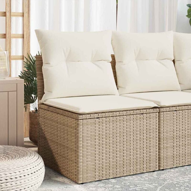 foto del prodotto sedia giardino senza braccioli con cuscini beige in polyrattan vidaxl