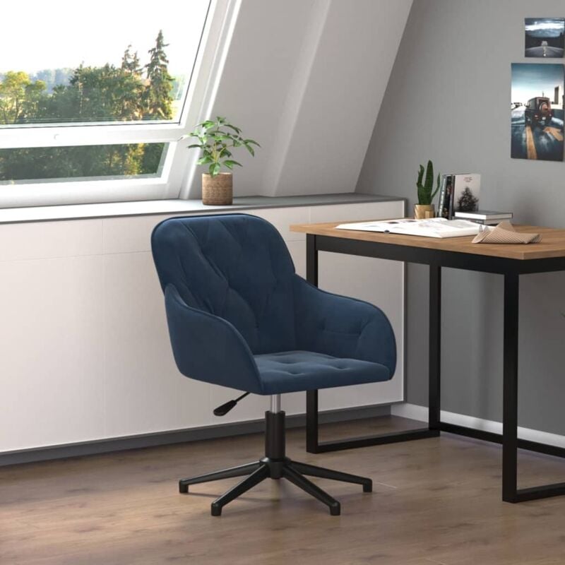 foto del prodotto sedia girevole da ufficio blu in velluto vidaxl