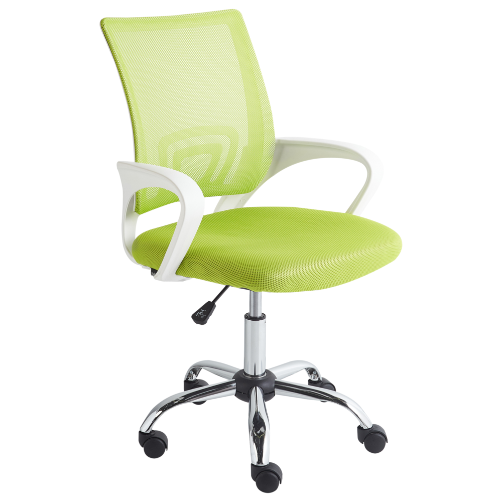 foto del prodotto sedia girevole da ufficio con schienale reclinabile regolabile in altezza verde lime moderna ufficio in casa