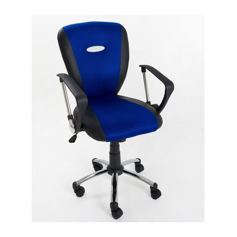 foto del prodotto sedia girevole poltrona direzionale operativa da ufficio in mesh colore nero e blu modello smart