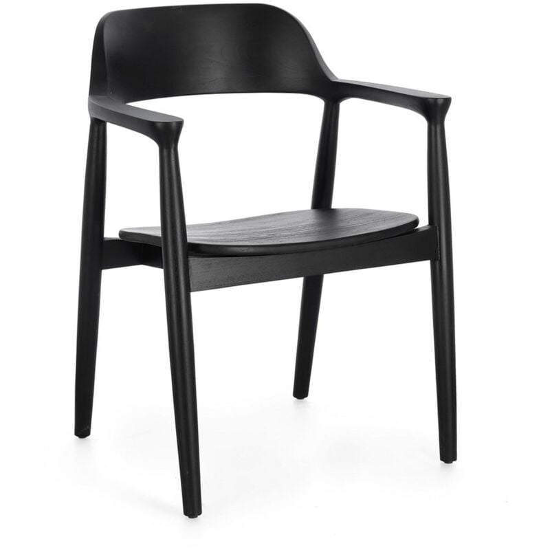 foto del prodotto sedia idris in legno teak con braccioli colore nero da interno -confezione da 1 pezzo