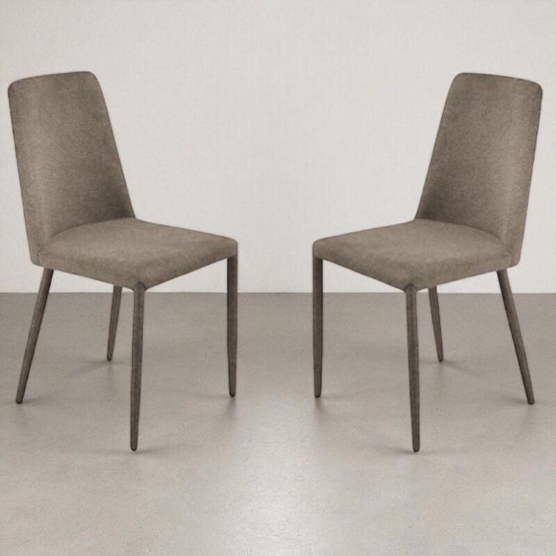 foto del prodotto sedia imbottita in tessuto marrone ettore 2 sedie