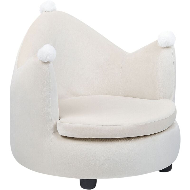 foto del prodotto sedia imbottita in velluto design a forma di corona con braccioli arredo asilo nido peluche per bambini beige vega