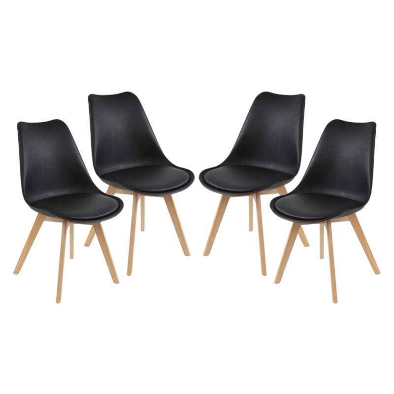foto del prodotto sedia imbottita stoccolma con gambe in legno 54x48x83 cm colore nero