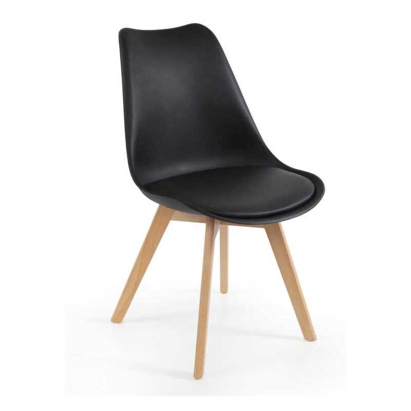 foto del prodotto sedia imbottita stoccolma con gambe in legno 54x48x83 cm colore nero