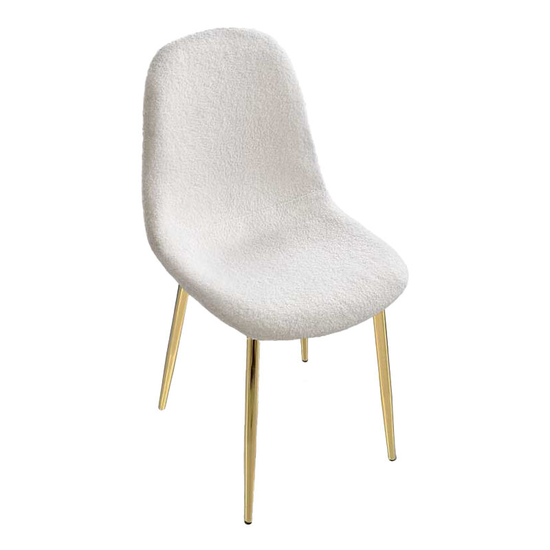 foto del prodotto sedia imbottita teddy in tessuto bianco con gambe oro 44x48x88 cm