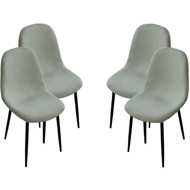 foto del prodotto sedia imbottita teddy in tessuto verde chiaro con gambe nere 44x48x88 cm