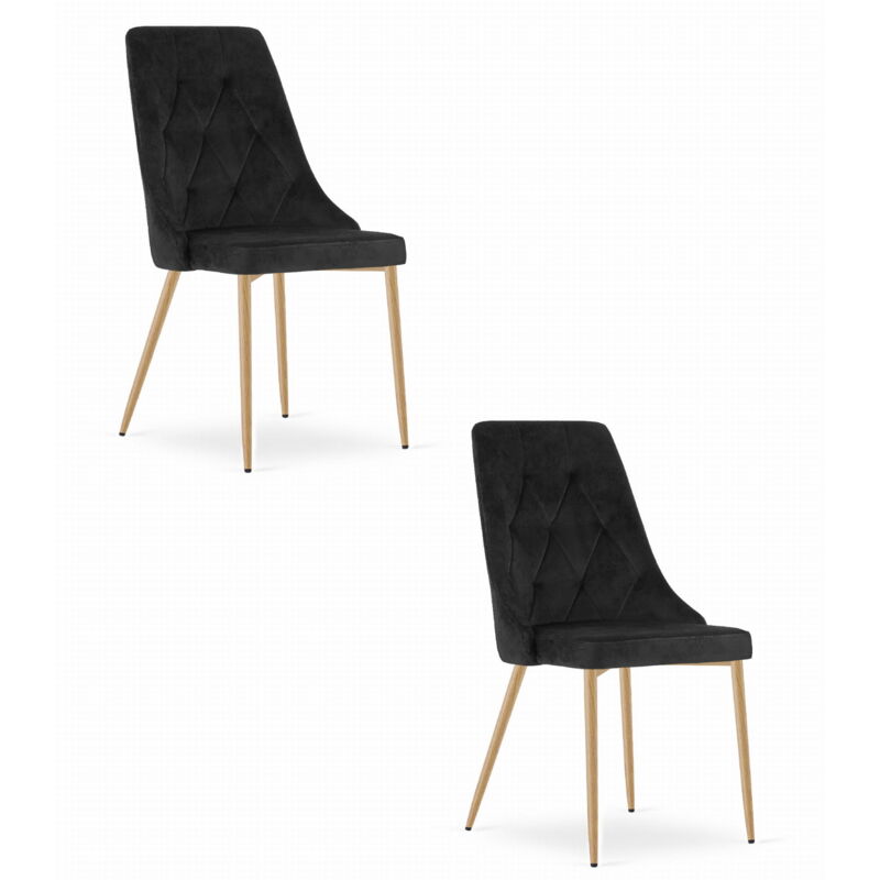 foto del prodotto sedia imola velluto nero gambe color legno x 2