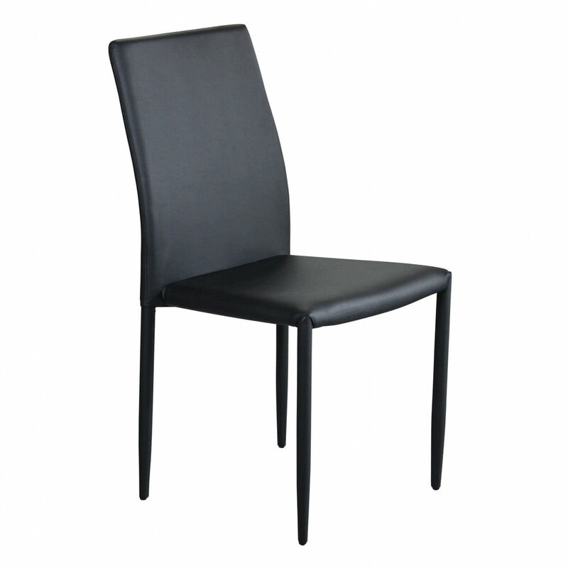 foto del prodotto sedia impilabile da interno con struttura in acciaio rivestita in ecopelle light skin black