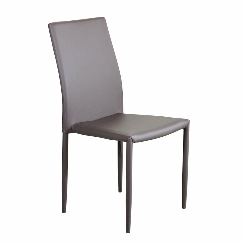 foto del prodotto sedia impilabile da interno con struttura in acciaio rivestita in ecopelle light skin saddlebrown