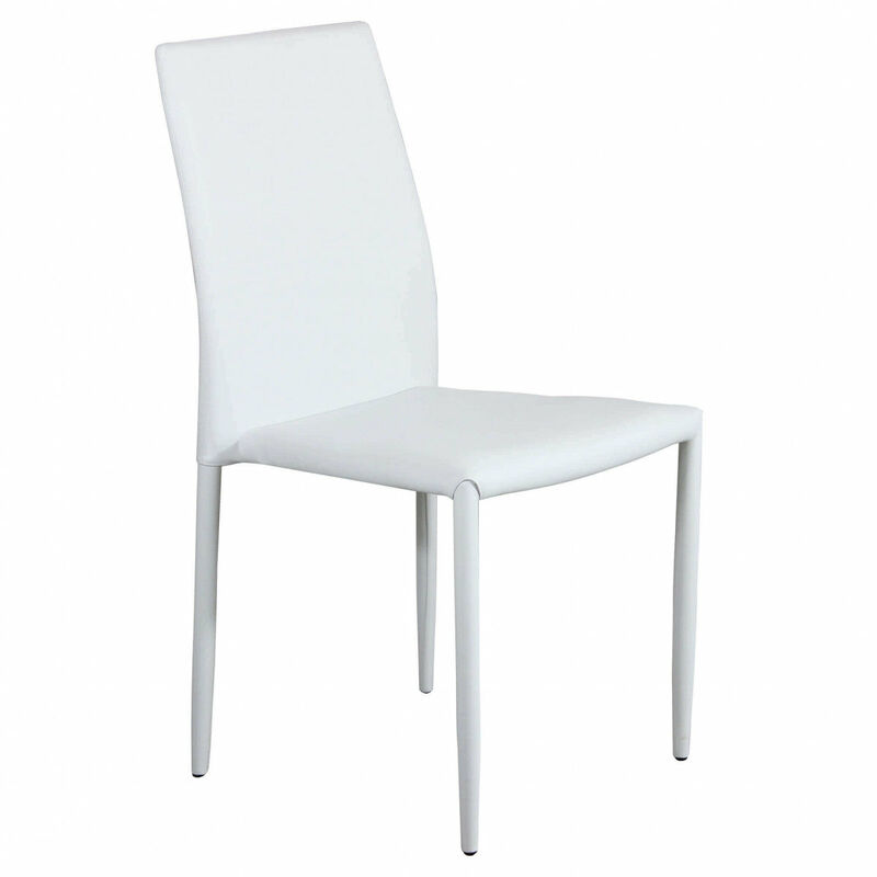foto del prodotto sedia impilabile da interno con struttura in acciaio rivestita in ecopelle light skin white
