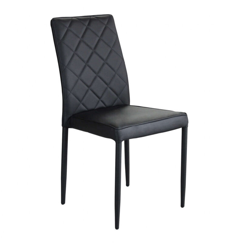 foto del prodotto sedia impilabile da interno con struttura in acciaio rivestita in ecopelle skin black