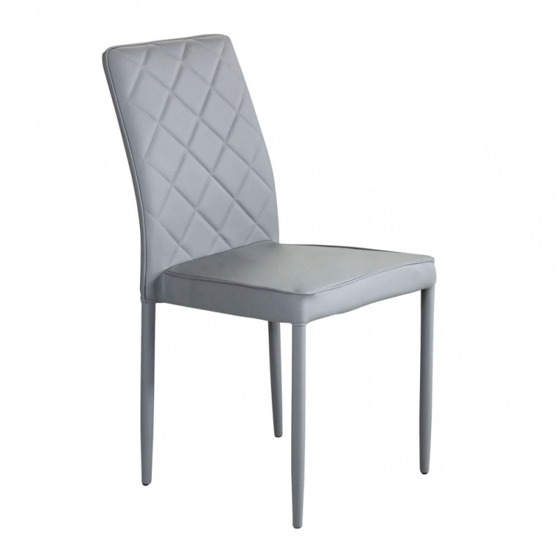 foto del prodotto sedia impilabile da interno con struttura in acciaio rivestita in ecopelle skin lightgrey