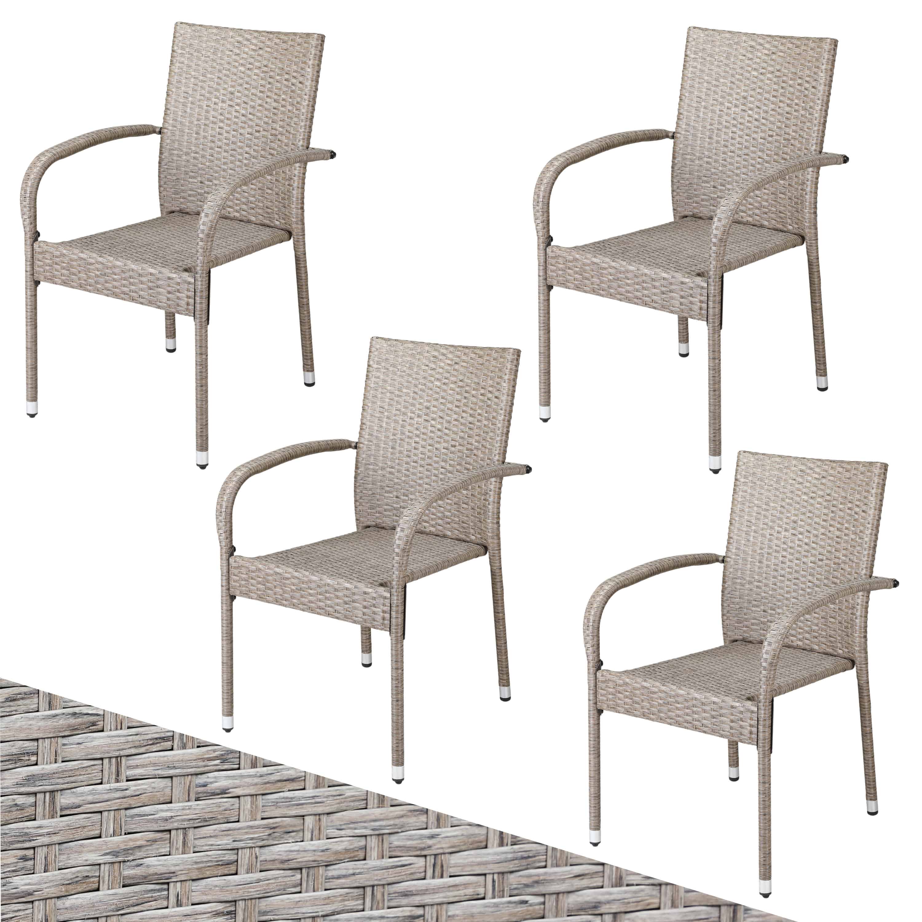 foto del prodotto sedia impilabile in polyrattan comfort set da 4 crema