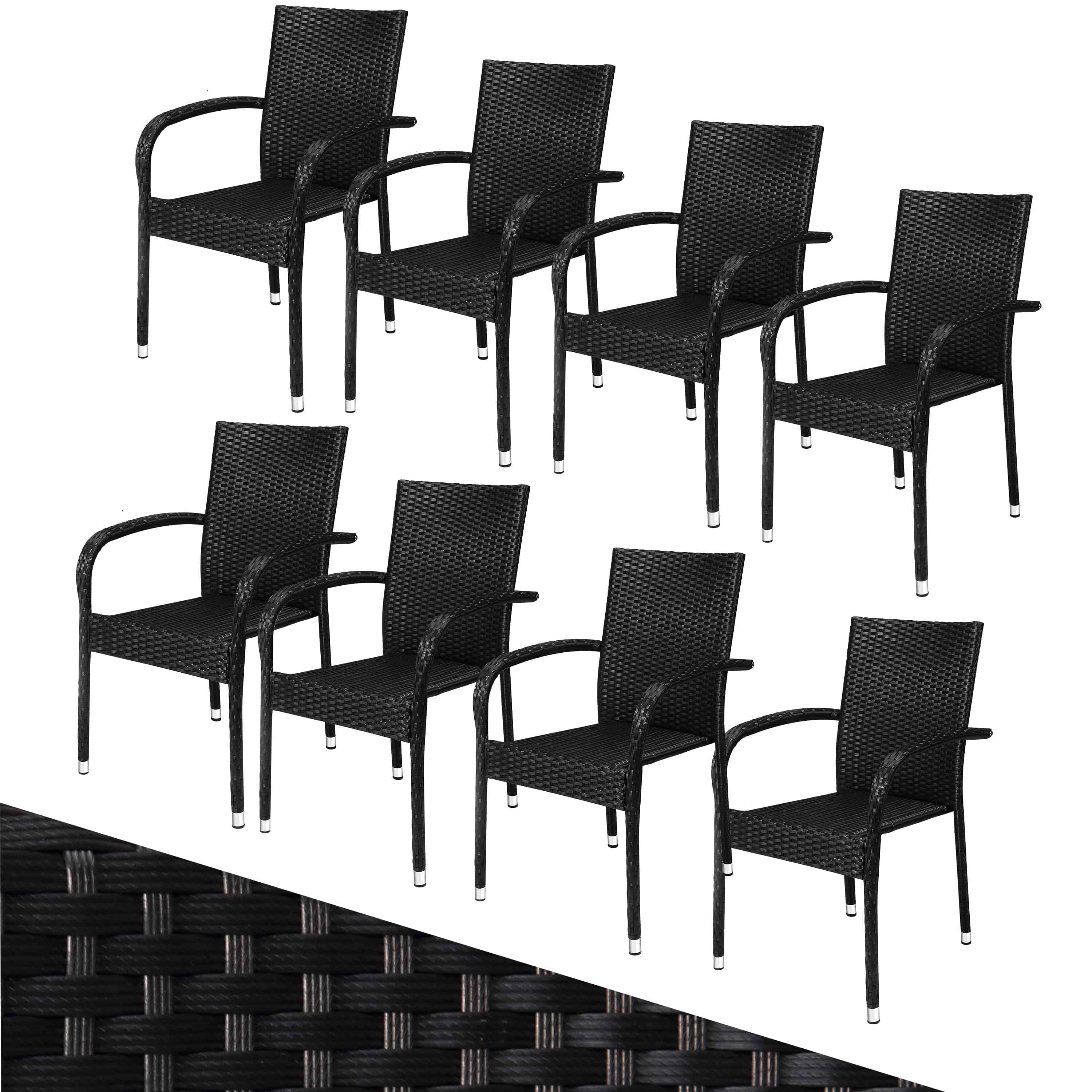 foto del prodotto sedia impilabile in polyrattan comfort set da 8 nero