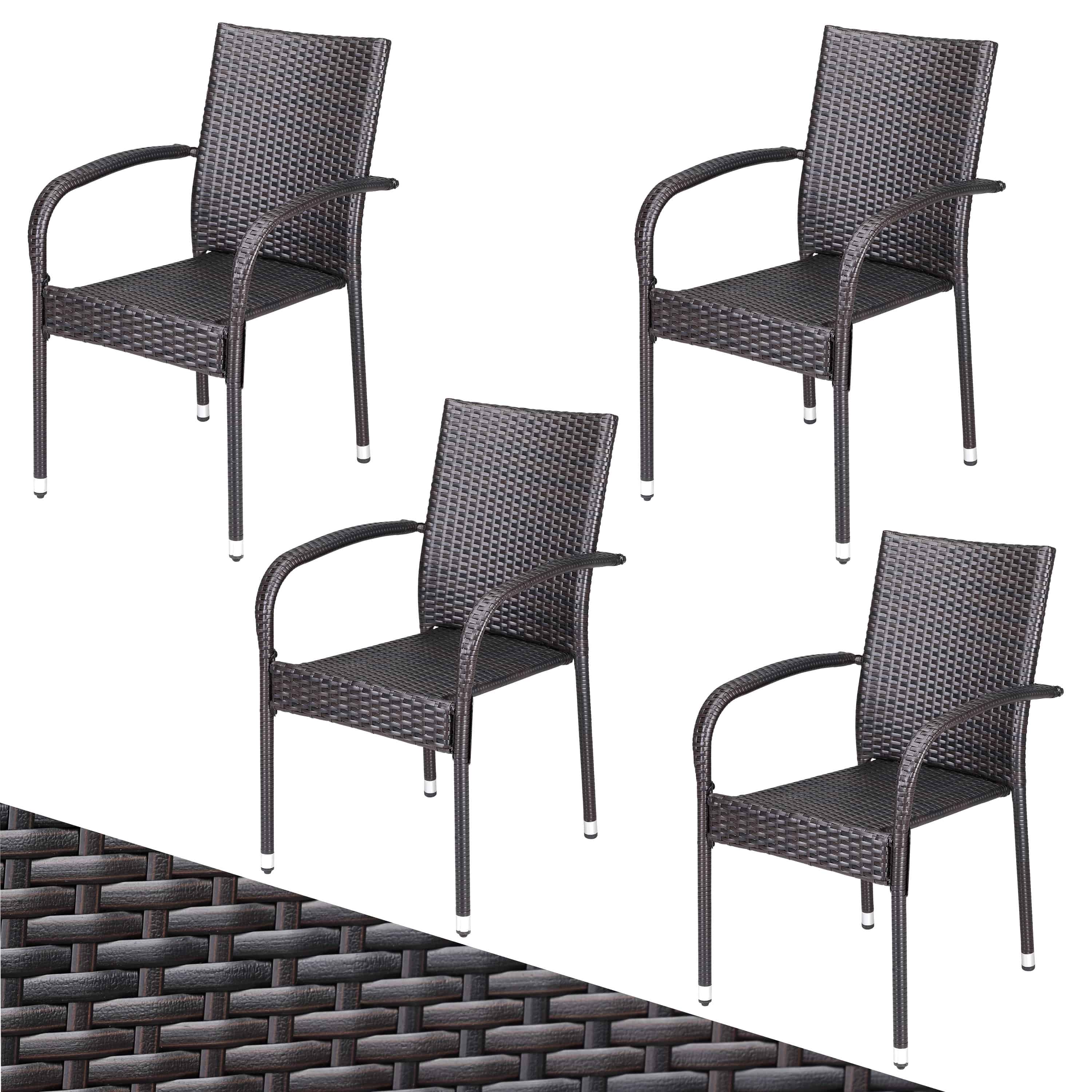 foto del prodotto sedia impilabile in polyrattan comfort set di 4 marrone