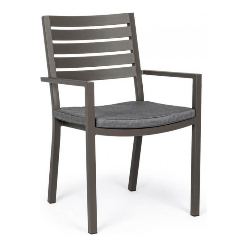 foto del prodotto sedia in alluminio con cuscini helina coffee