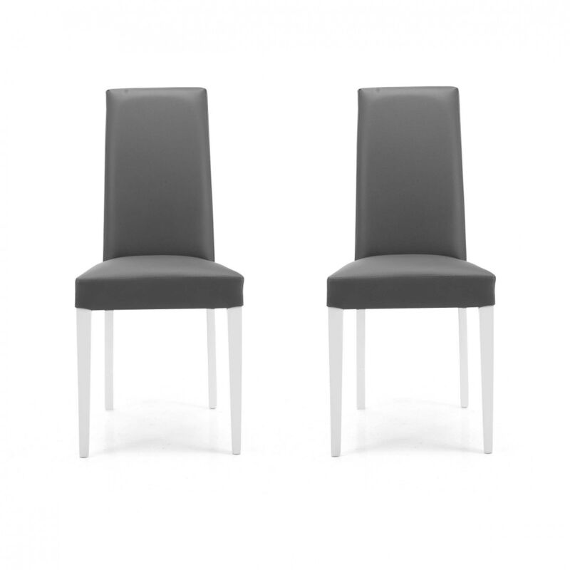 foto del prodotto sedia in ecopelle antracite con gambe verniciate bianco mod. denver set da 2 pezzi
