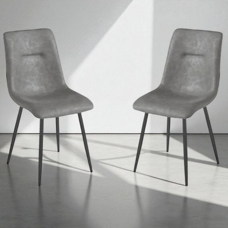 foto del prodotto sedia in ecopelle grigio scuro con gambe in metallo nero lily 2 sedie