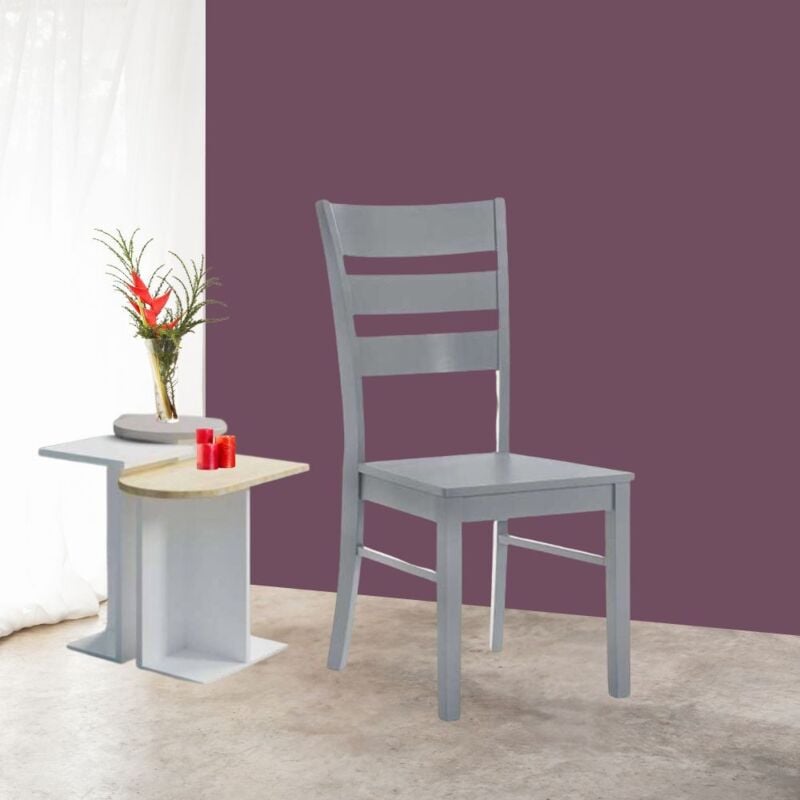 foto del prodotto sedia in legno lisa colore grigio schienale a tre fasce