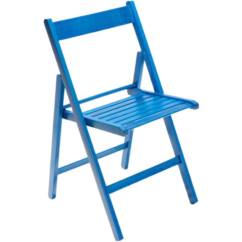foto del prodotto sedia in legno pieghevole birreria colorata interno o esterno salvaspazio richiudibile da campeggio giardino cucina legno massello di faggio blu 1