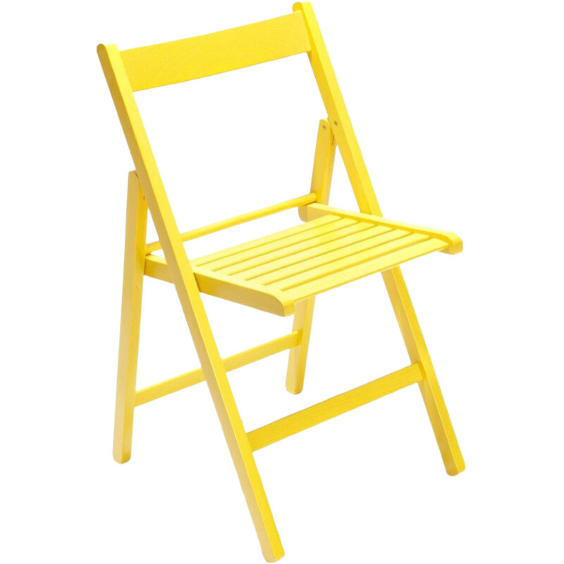 foto del prodotto sedia in legno pieghevole birreria colorata interno o esterno salvaspazio richiudibile da campeggio giardino cucina legno massello di faggio giallo