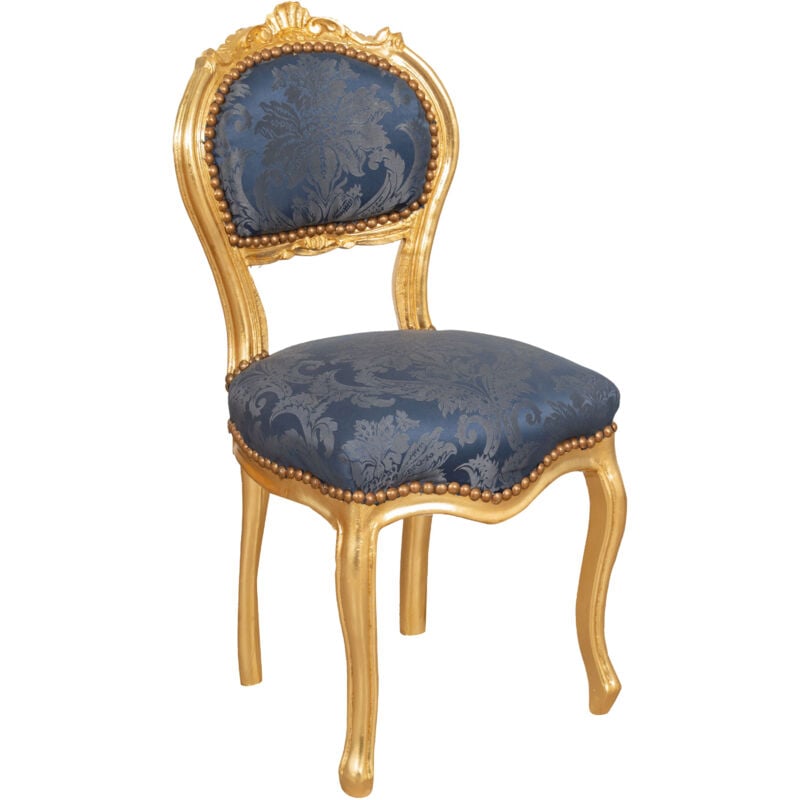 foto del prodotto sedia in legno poltroncina imbottita stile francese luigi xvi poltrona in legno massello di faggio sedia soggiorno finitura oro