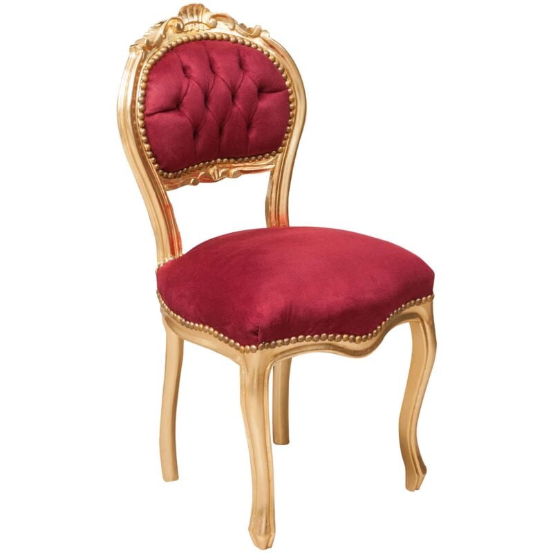 foto del prodotto sedia in legno poltroncina imbottita stile francese luigi xvi poltrona in legno massello di faggio sedia soggiorno finitura oro