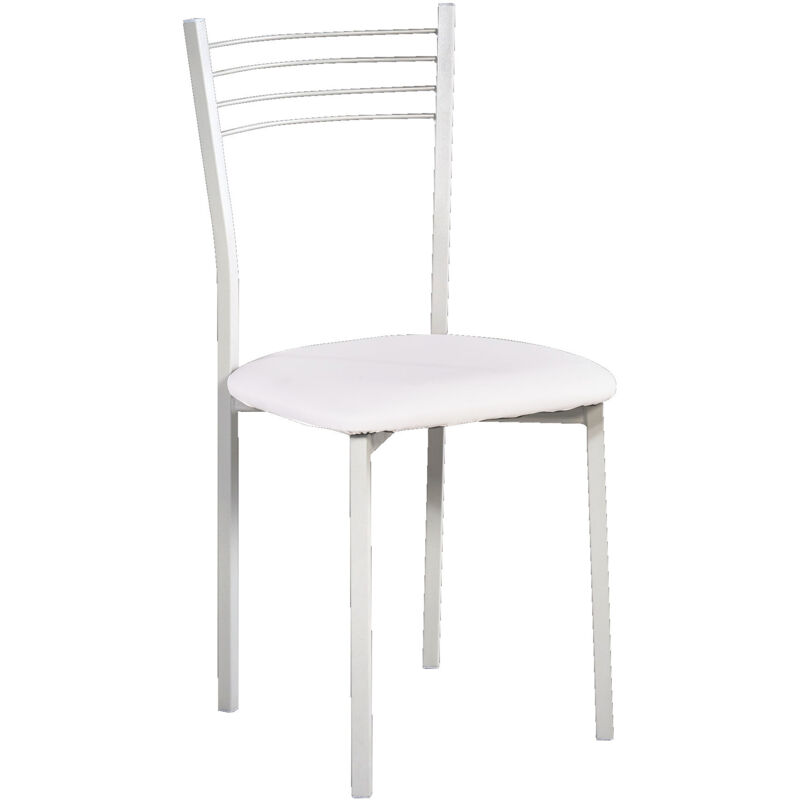 foto del prodotto sedia in metallo bianca e fondo bianco 47x39x90h c