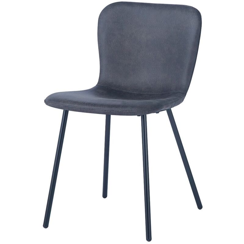 foto del prodotto sedia in pelle pu per sala da pranzo in colore grigio scuro. collezione alcan
