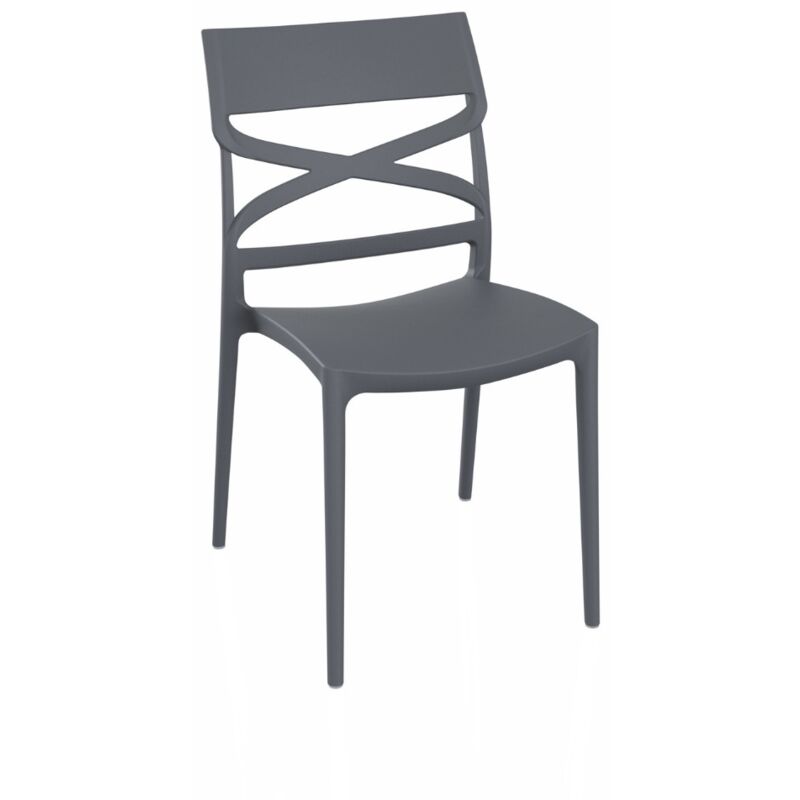 foto del prodotto sedia in polipropilene colore grigio metal con schienale incrocio flow