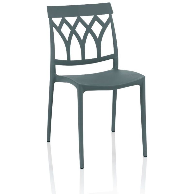 foto del prodotto sedia in polipropilene con schienale disegno geometrico colore grigio metal salim