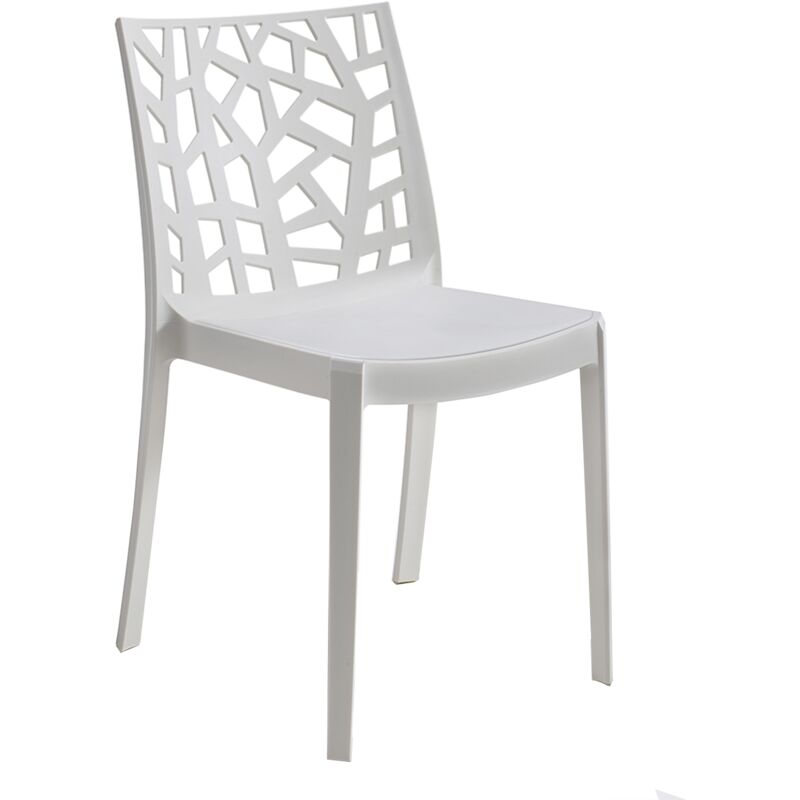 foto del prodotto sedia in polipropilene da interno esterno giardino impilabile design sedie resistenti moderne per terrazz bianco 2 sedie
