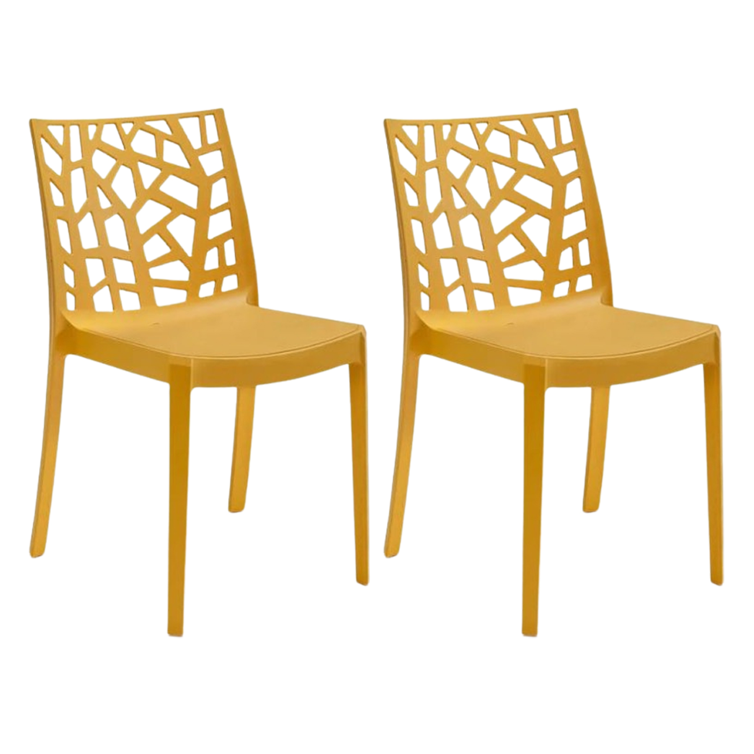 foto del prodotto sedia in polipropilene da interno esterno giardino impilabile design sedie resistenti moderne per terrazz senape 2 sedie