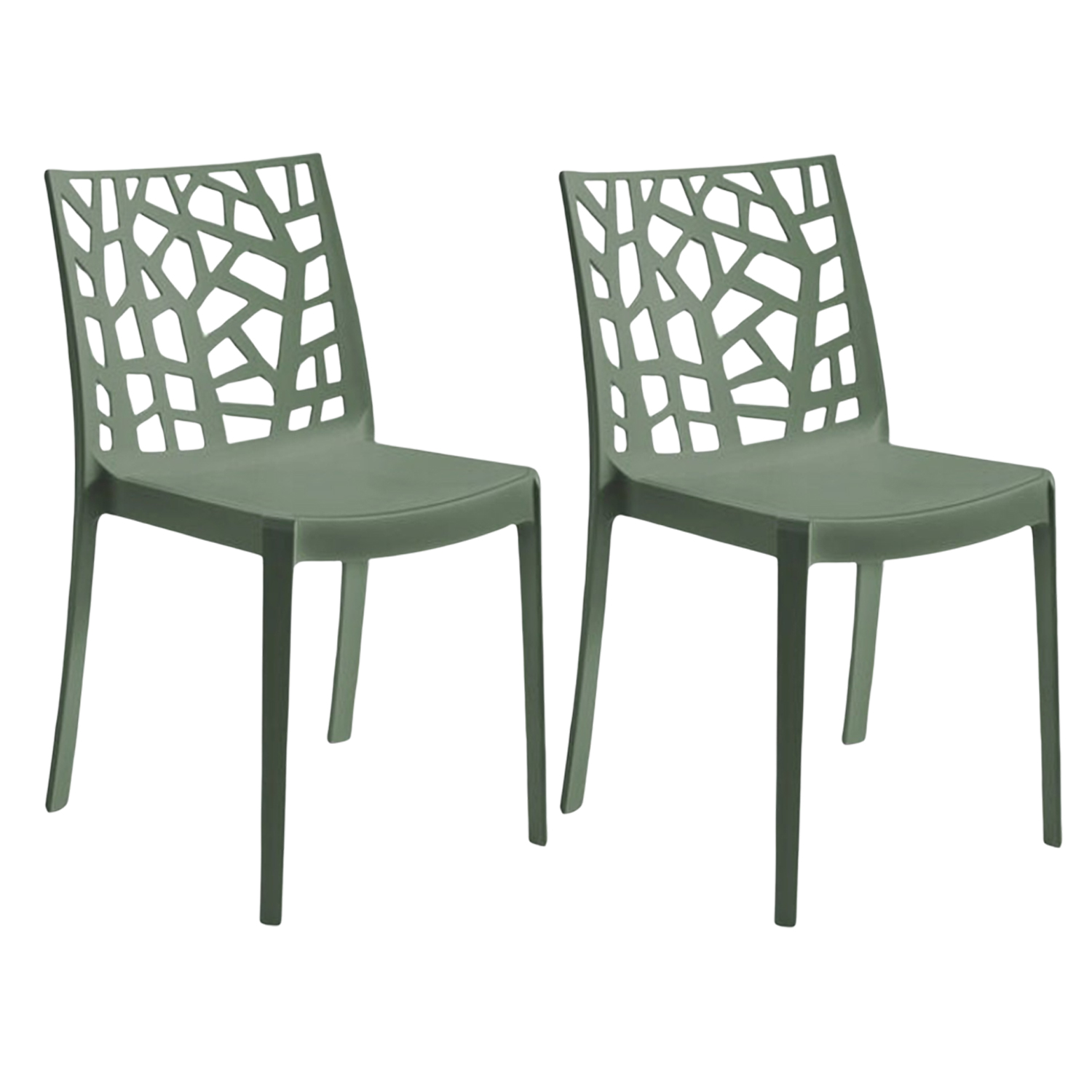 foto del prodotto sedia in polipropilene da interno esterno giardino impilabile design sedie resistenti moderne per terrazzo verde 2 sedie