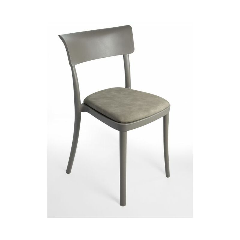 foto del prodotto sedia in polipropilene imbottita design impilabile, per cucina, soggiorno e bar saretina ecopelle nabuk 2 colori combinazione sedia ecopelle nabuk