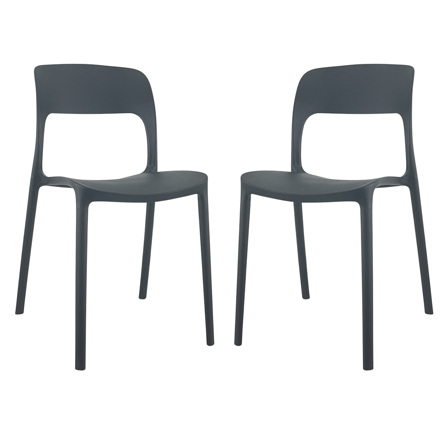 foto del prodotto sedia in polipropilene marte ergonomica arredo di design esterno e interno da giardino impilabile sedie mod nero 2 sedie